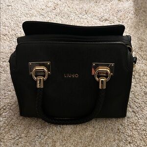 Liu Jo Black Satchel with Gold Accents